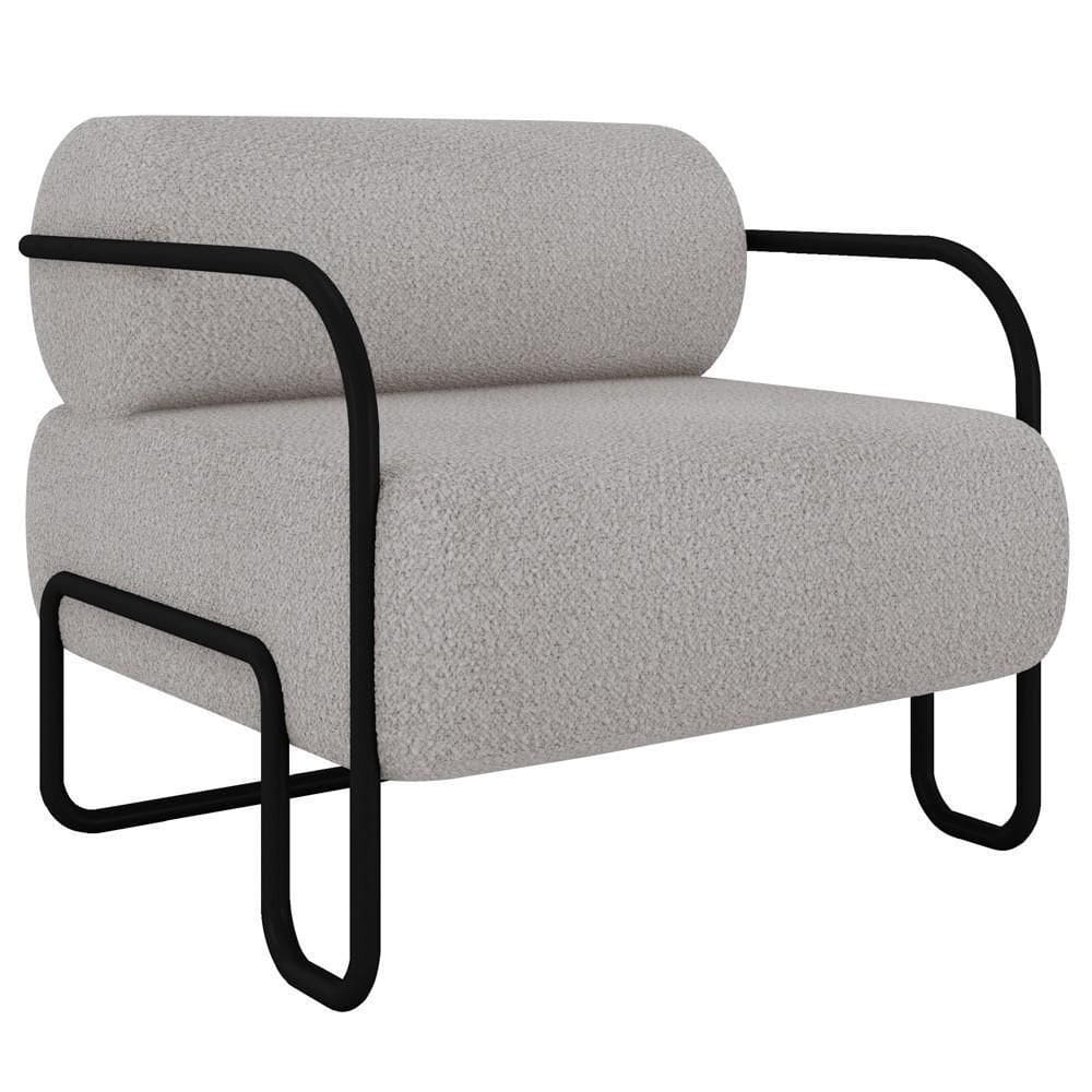 Poltrona Decorativa Para Sala Industrial Kira K04 Bouclê Creme - Mpozenato