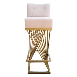 Banqueta Luma Base De Ferro Sued Bege D`classe Decor
