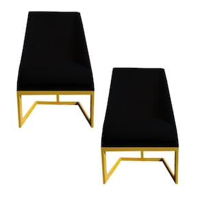 Kit 02 Cadeiras Para Sala De Jantar Ana Base De Ferro Veludo Preto D`classe Decor