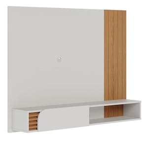 Painel Para 55 Pol Com Bancada Madrid C05 Off White Matte-freijó - Mpozenato