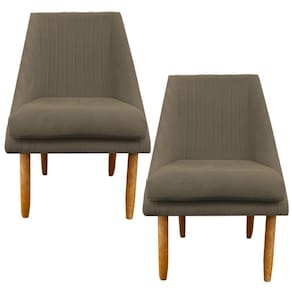 Kit 02 Cadeiras Para Sala De Jantar Ana Pés Palito Suede Marrom Rato D`classe Decor