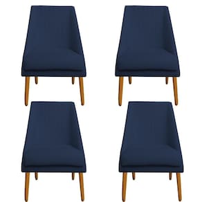 Kit 04 Cadeiras Para Sala De Jantar Ana Pés Palito Veludo Azul Marinho D`classe Decor