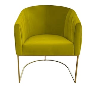Poltrona Julia Com Base De Ferro Sala De Estar Escritório Recepção Clinica Suede Amarelo D`classe Decor