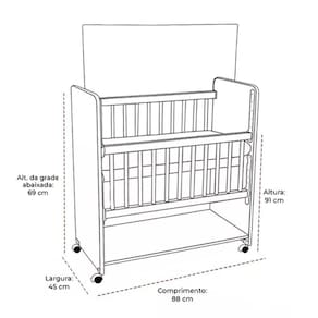 Mini Berço New Baby Bed Side Grade Móvel + Colchão Cor:branco/azul