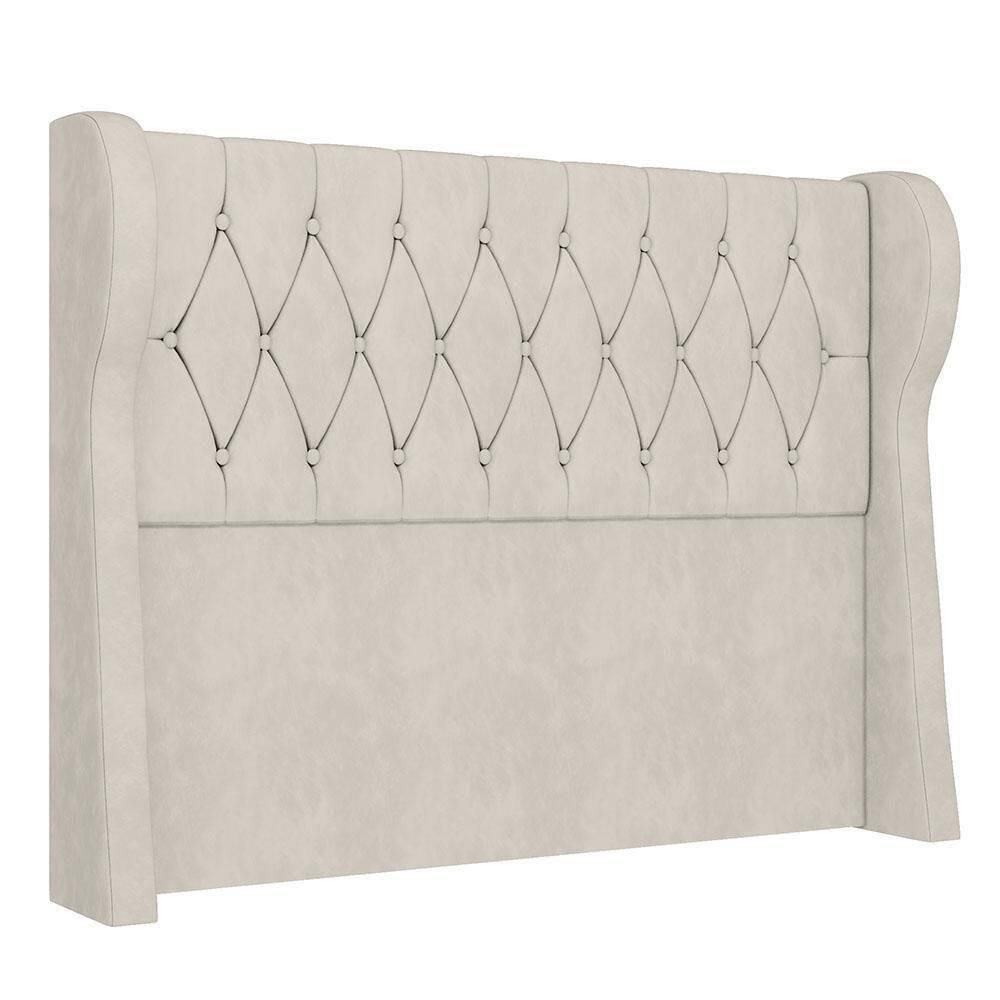 Cabeceira Casal Queen Cama 160cm Malva I02 Veludo Bege - Mpozenato