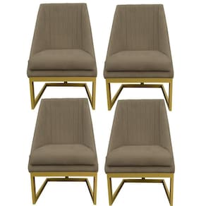 Kit 04 Cadeiras Para Sala De Jantar Ana Base De Ferro Suede Marrom Rato D`classe Decor