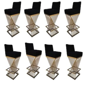 Kit 08 Banquetas Luma Base De Ferro Sued Preto D`classe Decor