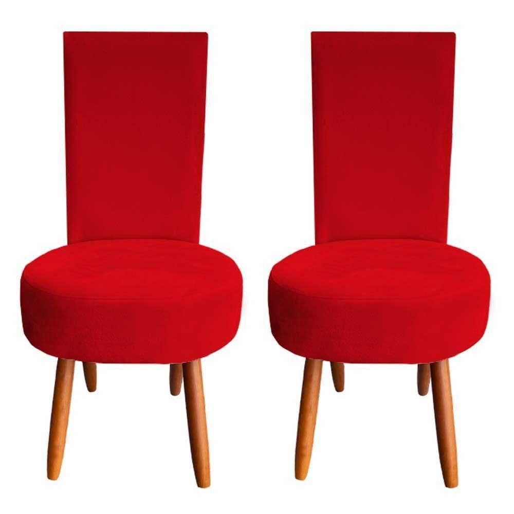 Kit 02 Cadeiras De Jantar Lisboa Sued Vermelho D`classe Decor