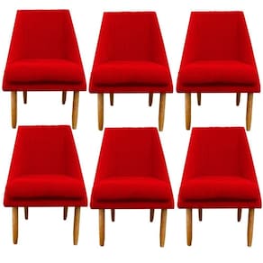Kit 06 Cadeiras Para Sala De Jantar Ana Pés Palito Suede Vermelho D`classe Decor