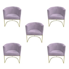 Kit 05 Poltronas Paola Base De Ferro Sued Rosa Bebê D`classe Decor