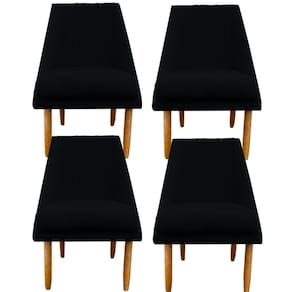 Kit 04 Cadeiras Para Sala De Jantar Ana Pés Palito Suede Preto D`classe Decor