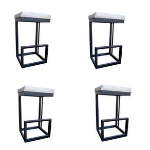 Kit 04 Banquetas Londres Base De Ferro Sued Bege D`classe Decor