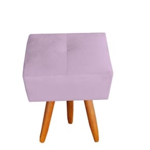 Puff Malu Decorativo Pés Palito Suede Rosa Bebê D`classe Decor