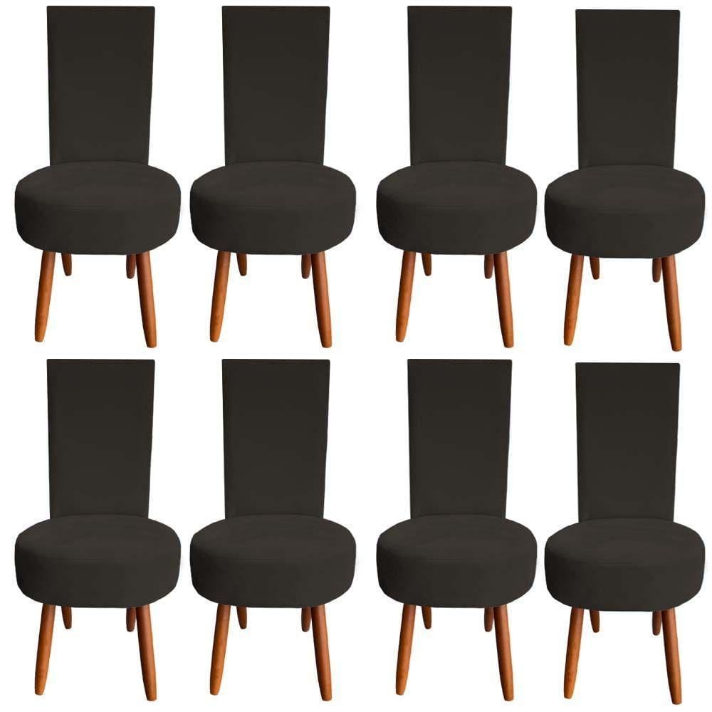 Kit 08 Cadeiras De Jantar Lisboa Sued Marrom D`classe Decor
