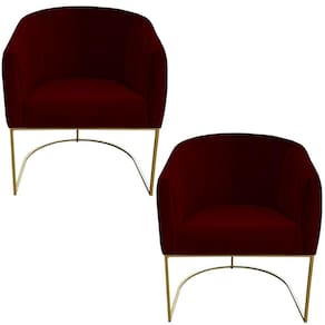 Kit 02 Poltrona Julia Com Base De Ferro Sala De Estar Escritório Recepção Clinica Suede Marsala D`classe Decor
