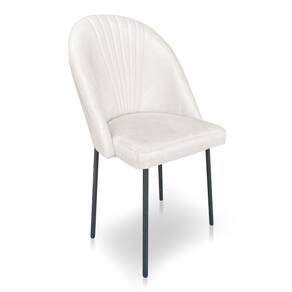 Cadeira De Jantar Virginia Sued Bege Pés De Ferro Preto Dclasse Decor