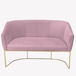 Namoradeira Julia Base De Ferro Suede Rosa Bebê D`classe Decor