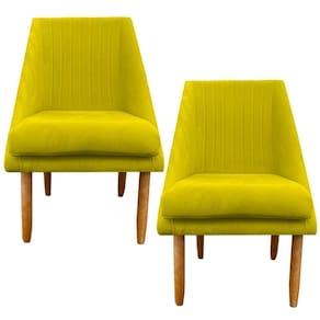 Kit 02 Cadeiras Para Sala De Jantar Ana Pés Palito Suede Amarelo D`classe Decor