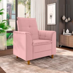 Poltrona Para Sala Confortável Decorativa Isa Suede Rosa
