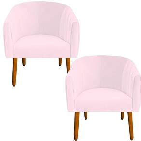 Kit 02 Poltrona Julia Decoração Salão Cadeira Escritório Recepção Estar Amamentação Suede Rosa Bebê D`classe Decor