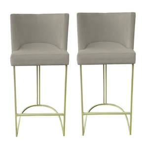 Kit 02 Banquetas Toquio Base De Ferro Sued Bege D`classe Decor