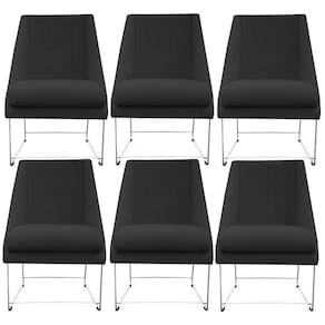Kit 06 Cadeiras Ana Base De Ferro Prata Suede Grafite D`classe Decor