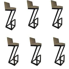 Kit 06 Banqueta Alta Z Base De Ferro Suede Marrom Rato D`classe Decor