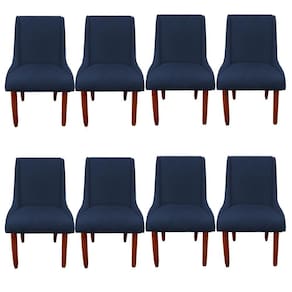 Kit 08 Cadeiras Para Sala De Jantar Lizz Pés Palito Veludo Azul Marinho D`classe Decor