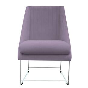Cadeira Ana Base De Ferro Prata Suede Rosa Bebê D`classe Decor