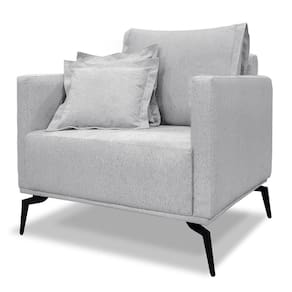 Poltrona Para Sala Pés De Metal Vecchia S06 Linho Grigio - Mpozenato