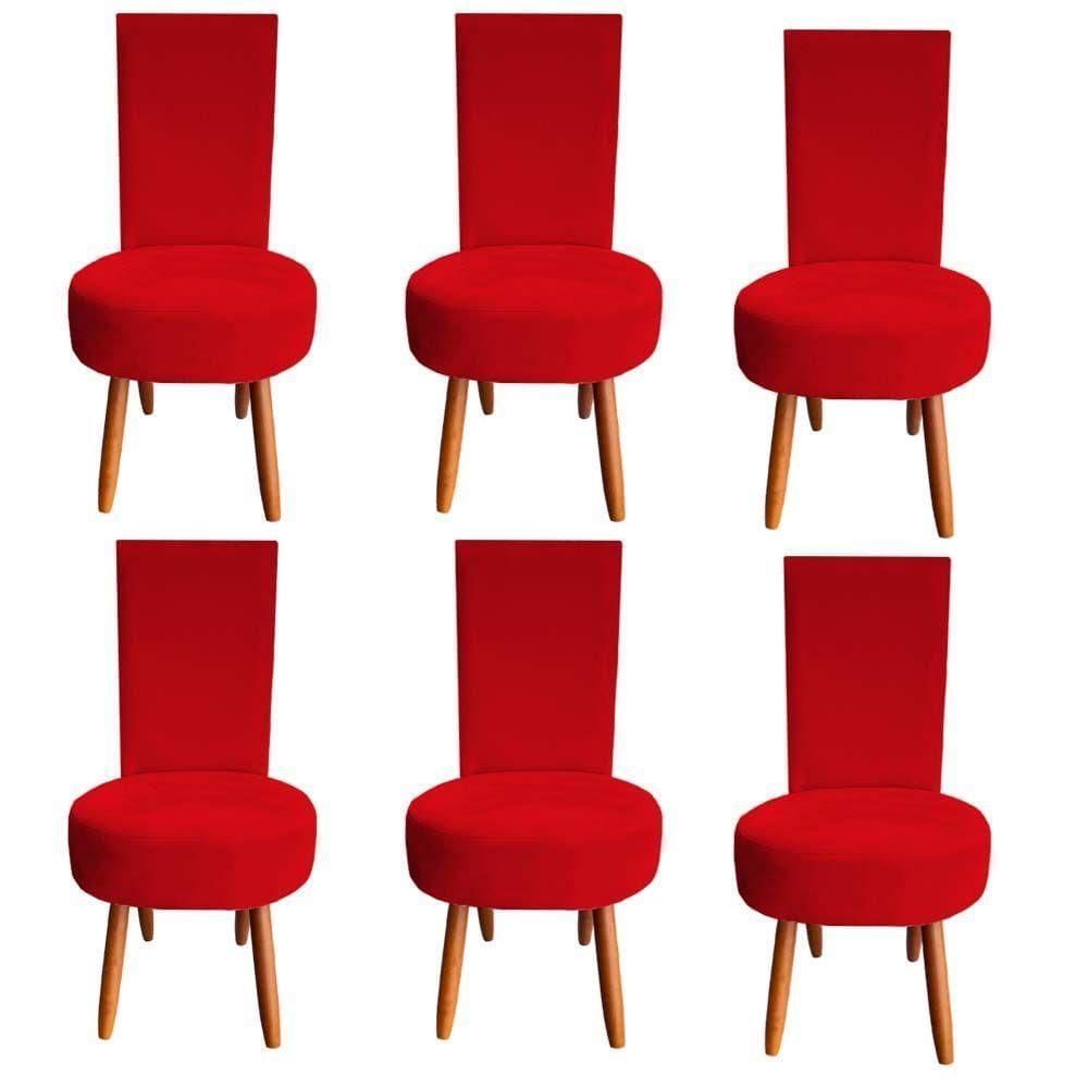 Kit 06 Cadeiras De Jantar Lisboa Sued Vermelho D`classe Decor