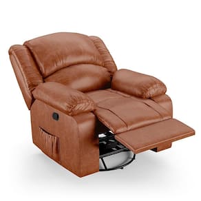 Poltrona Do Papai Reclinável Pietra Glider Giratória Massagem Fh9 Pu Caramelo Brilho - Mpozenato