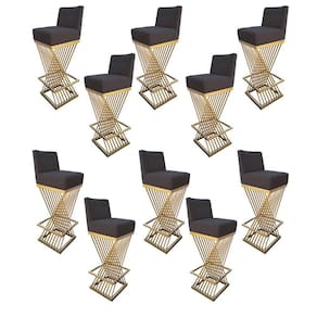 Kit 10 Banquetas Luma Base De Ferro Sued Grafite D`classe Decor