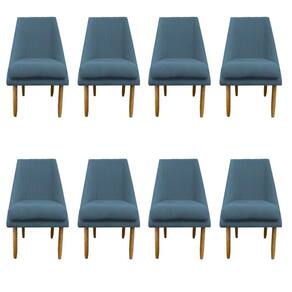 Kit 08 Cadeiras Para Sala De Jantar Ana Pés Palito Suede Azul Tiffany D`classe Decor