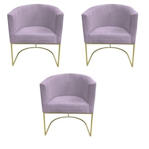 Kit 03 Poltronas Paola Base De Ferro Sued Rosa Bebê D`classe Decor