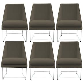 Kit 06 Cadeiras Ana Base De Ferro Prata Suede Marrom Rato D`classe Decor