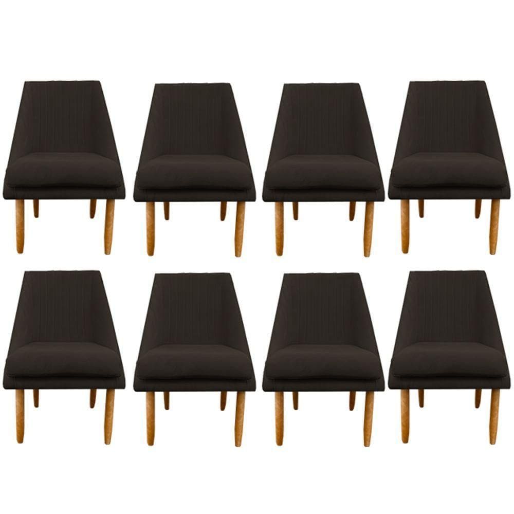 Kit 08 Cadeiras Para Sala De Jantar Ana Pés Palito Suede Marrom D`classe Decor