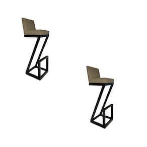 Kit 02 Banqueta Altaz Base De Ferro Suede Marrom Rato D`classe Decor