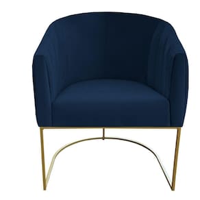 Poltrona Julia Com Base De Ferro Sala De Estar Escritório Recepção Clinica Suede Azul Marinho D`classe Decor