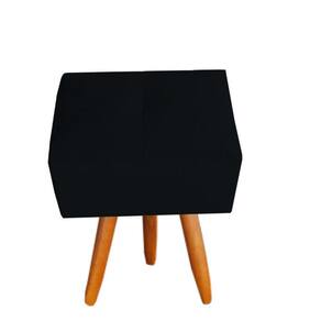 Puff Malu Decorativo Pés Palito Suede Preto D`classe Decor