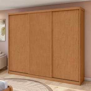 Guarda Roupa Casal Ambiente Ollie 3 Portas Amêndoa Clean Off White Flex - Lopas
