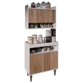 Armário Aéreo Ceci E Balcão Aparador Buffet Lice Z34 Branco-freijó - Mpozenato