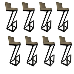 Kit 08 Banqueta Alta Z Base De Ferro Suede Marrom Rato D`classe Decor