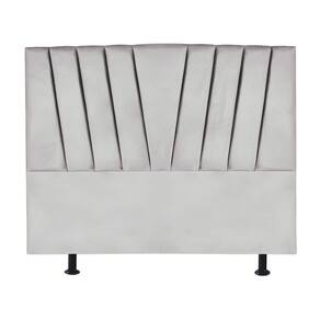 Cabeceira Estofada Cama Casal Queen Size 160 Cm Ariel Suede Cinza Claro