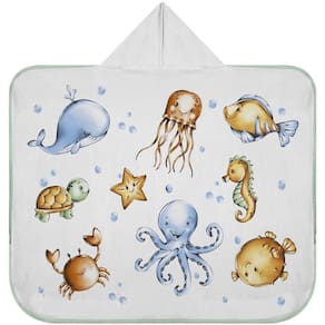 Toalha De Banho Baby Com Capuz Tecebem Estampada Kinder Olga Verde