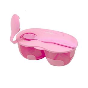 Kit Bowl Tigela & Colher Divisórias Internas Com Compartimento Para Talher Cor Rosa