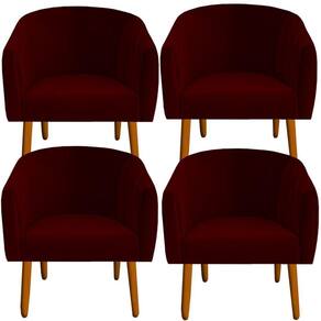 Kit 04 Poltrona Julia Decoração Salão Cadeira Escritório Recepção Estar Amamentação Suede Marsala D`classe Decor