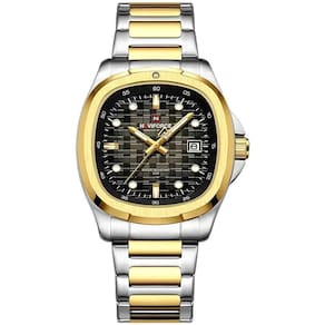 Relógio Pulseira De Aço Inoxidável Luminoso á Prova D´agua Dourado Prata