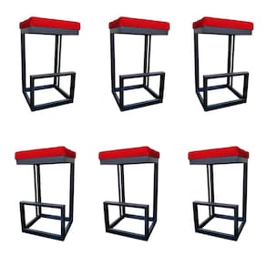 Kit 06 Banquetas Londres Base De Ferro Sued Vermelho D`classe Decor