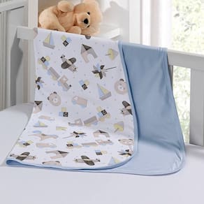 Cueiro Duplo Tecebem Baby Malha 100% Algodão Estampado Lipe 80cm X 90cm Azul